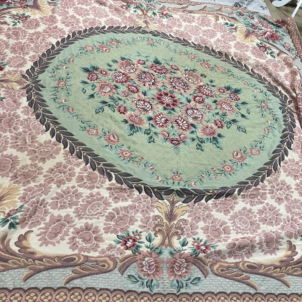 Shavel Portugal Floral Medallion Cotton Woven Queen Bedspread Coverlet
